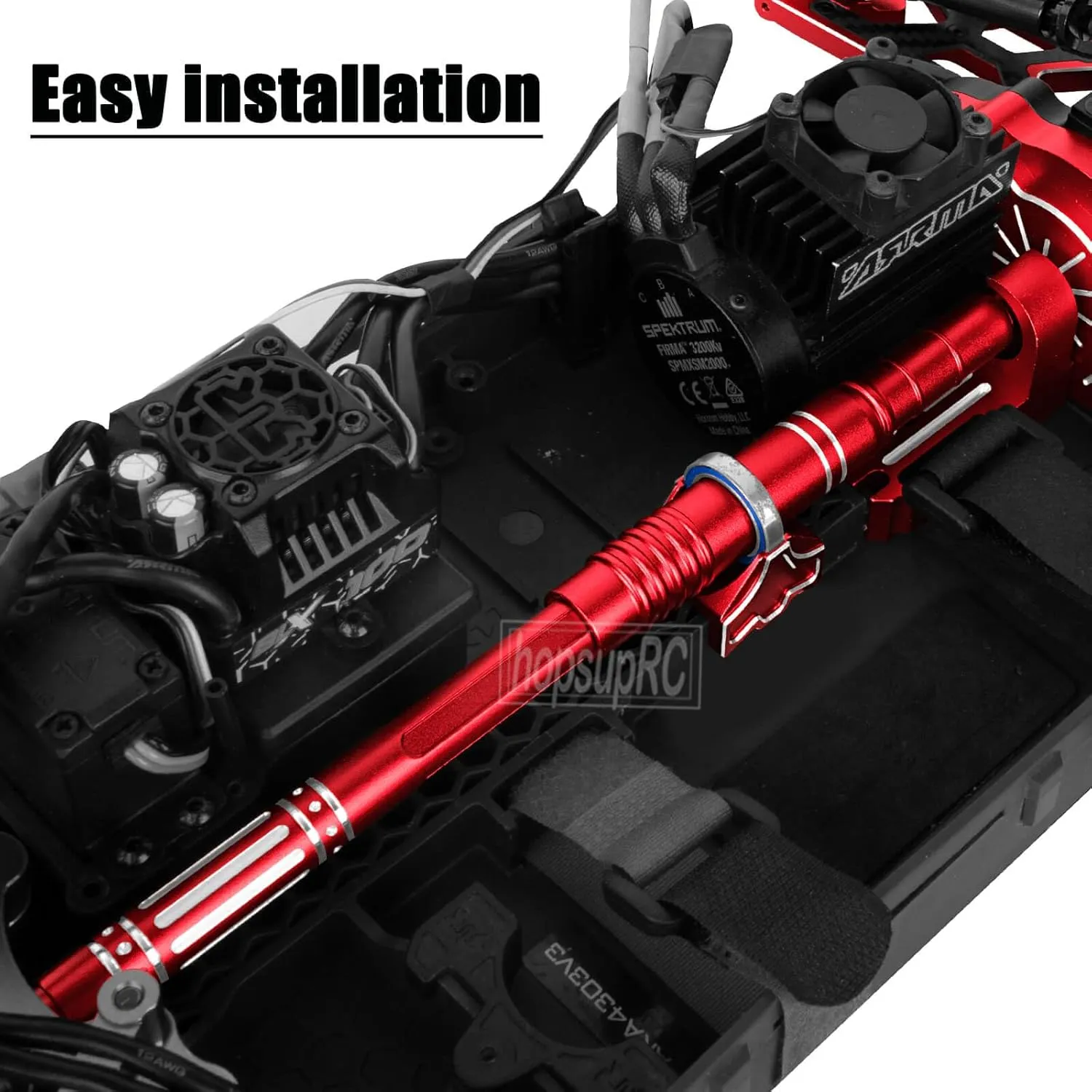 RC Upgrades Part for 1/10 Big Rock 3s Blx.Senton/Granite 3S BLX(Mega 550),1/8 Typhon 3S BLX&Mega 550.Aluminium Center Slider Driveshafts Center Drive Shaft CVD,Red