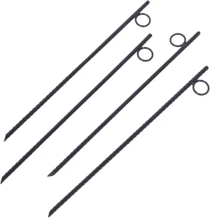 Rebar Stake with Loop 4pcs, 3/8 Inch Diameter, 18 Inch Steel Heavy Duty Tent Canopy Ground Stakes, Black
