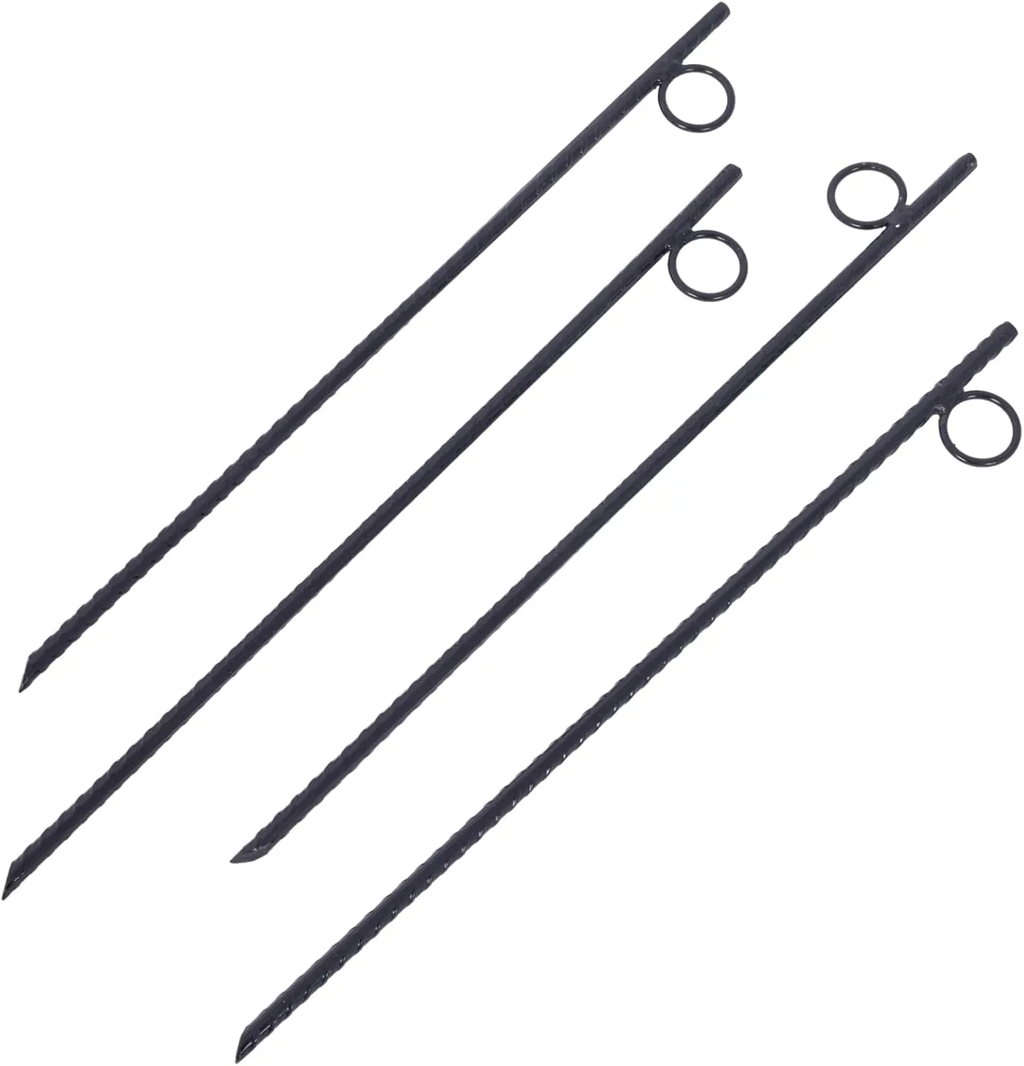 Rebar Stake with Loop 4pcs, 3/8 Inch Diameter, 18 Inch Steel Heavy Duty Tent Canopy Ground Stakes, Black