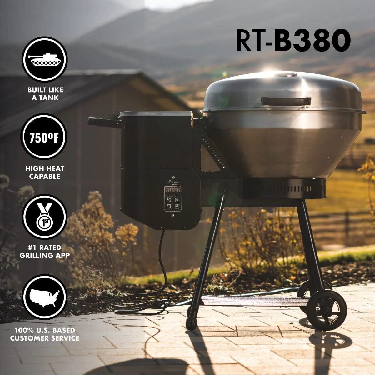 recteq Pellet Grill RT-B380 Bullseye, BBQ, Outdoor, and Electric Pellet Smoker Grill, Electric Smokers, Uses 100% Wood Pellets for Ribs, Brisket, Chicken, Sear, Smoke