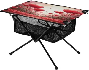 Red Graffiti Heart Pattern Portable Camping Table,Outdoor Folding Table,Beach Table,Suitable for Camping,Hiking,Picnic