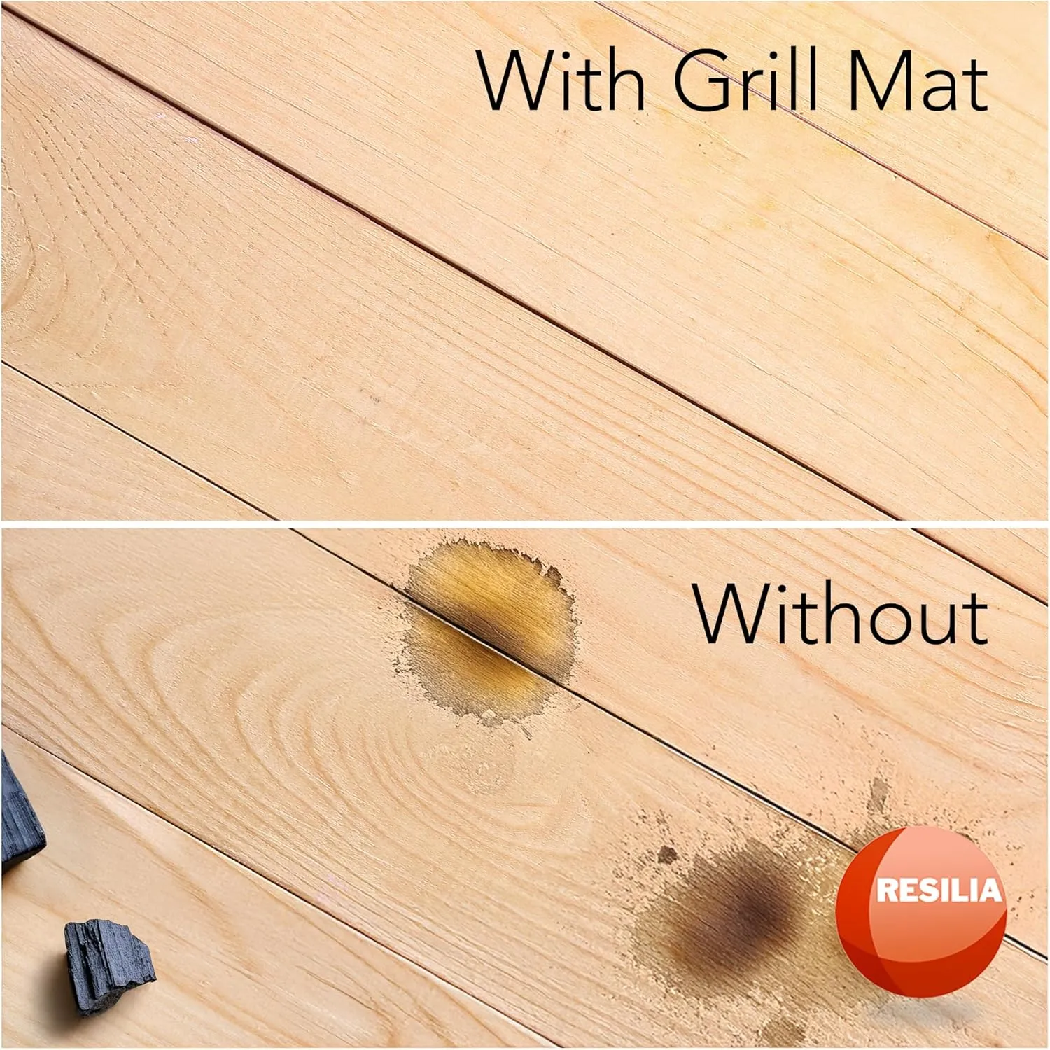 RESILIA X-Large Under Grill Mat – Heavy Duty, Reusable Outdoor Floor Protector Mats for Deck, Patio, & Garage – 57 Inch x 47 Inch, Beige/Tan Orange Peel
