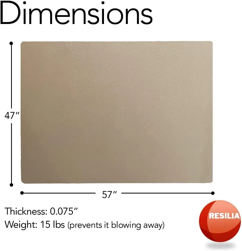RESILIA X-Large Under Grill Mat – Heavy Duty, Reusable Outdoor Floor Protector Mats for Deck, Patio, & Garage – 57 Inch x 47 Inch, Beige/Tan Orange Peel