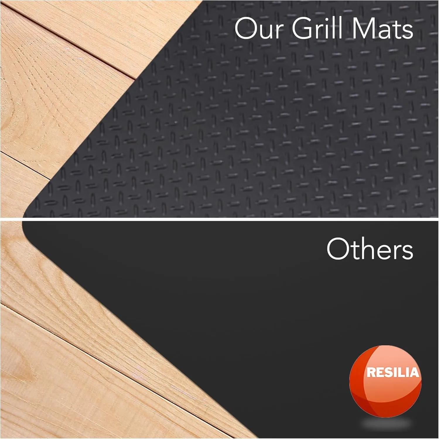 RESILIA X-Large Under Grill Mat – Heavy Duty, Reusable Outdoor Floor Protector Mats for Deck, Patio, & Garage – 57 Inch x 47 Inch, Beige/Tan Orange Peel