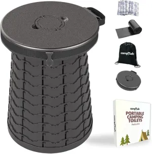Retractable Portable Toilet for Camping - Large & Height Adjustable - Foldable Camping Toilet for Hiking/Travel | Portable Potty for Adults, Kids and Outdoor Car Camp