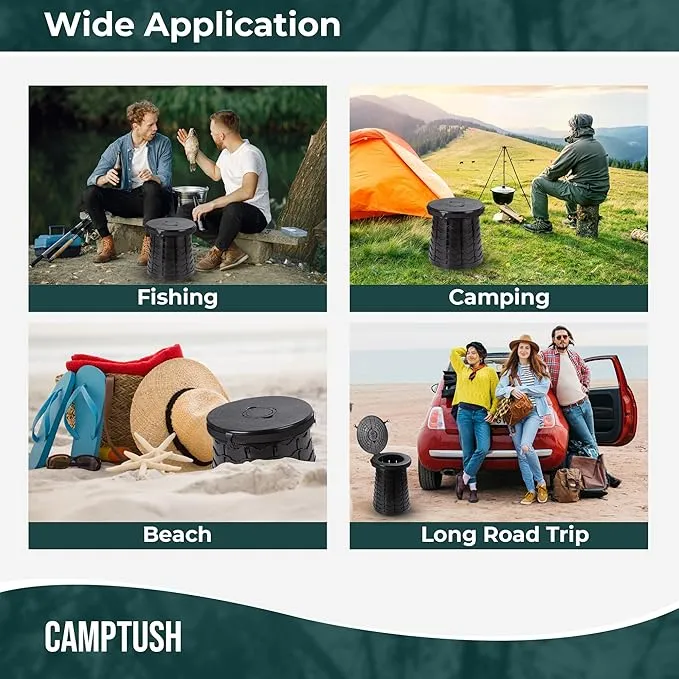 Retractable Portable Toilet for Camping - Large & Height Adjustable - Foldable Camping Toilet for Hiking/Travel | Portable Potty for Adults, Kids and Outdoor Car Camp