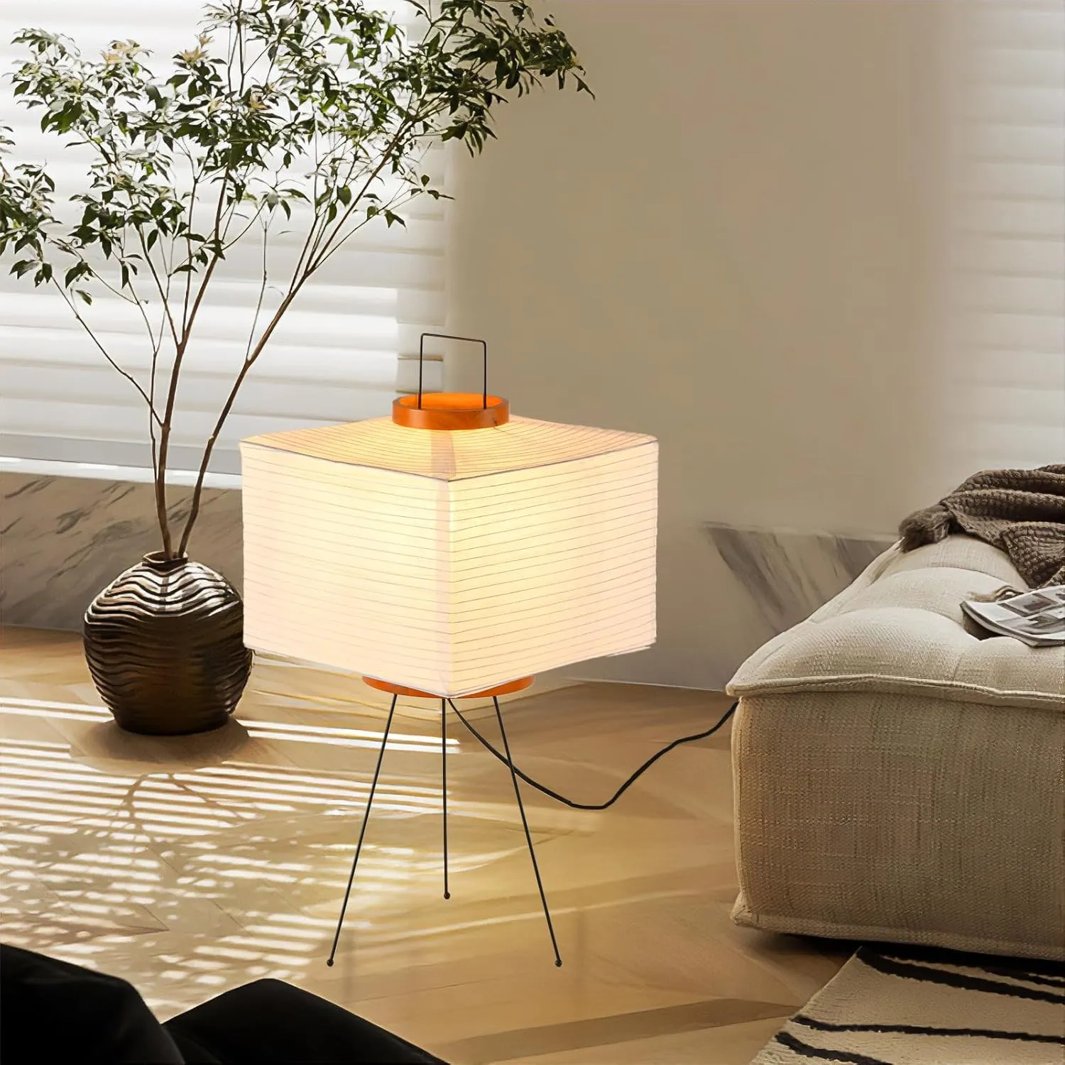 Rice Paper Floor Light,11.81" Nordic Design Paper Floor Lamp,Rice Lantern Bedside Light,Living Room Desk Lamp Bedrooms Desktop Light