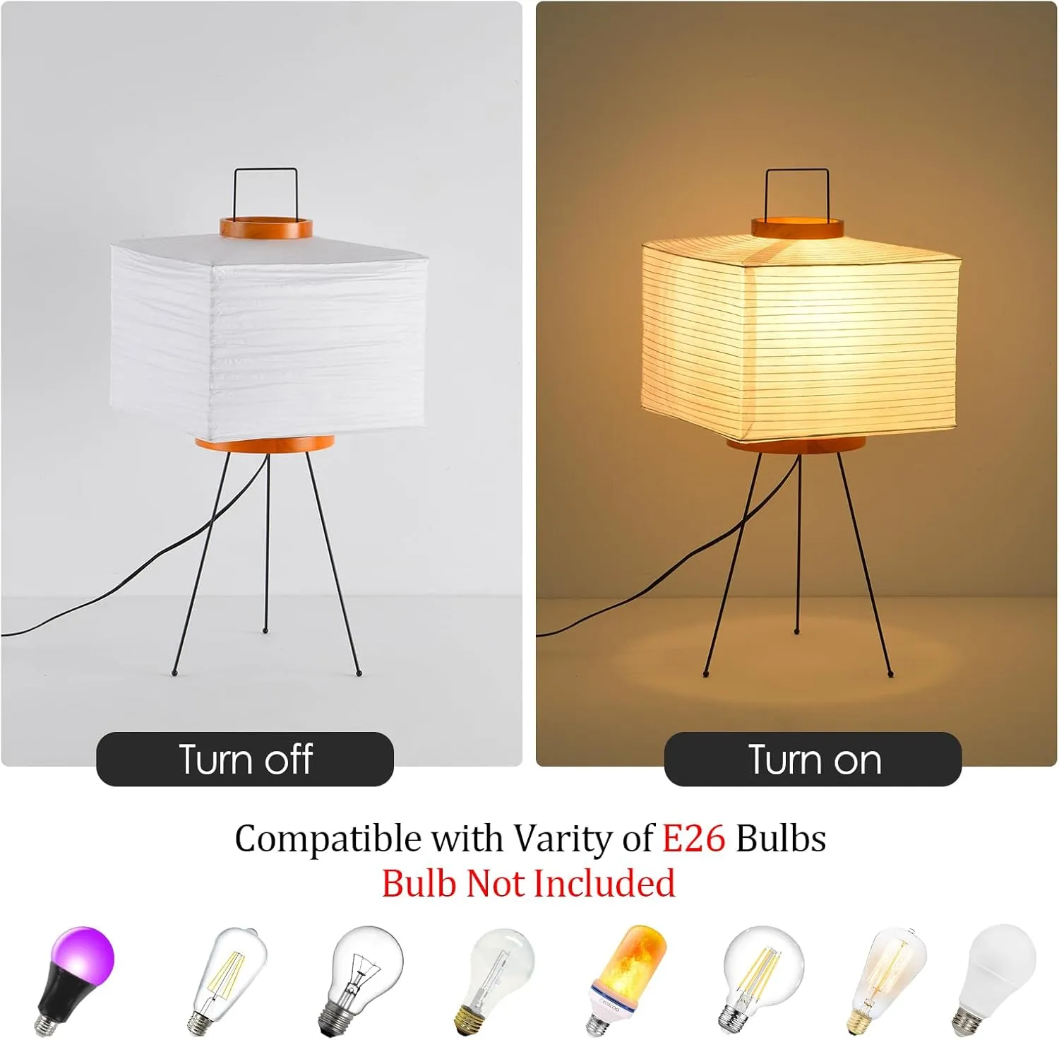 Rice Paper Floor Light,11.81" Nordic Design Paper Floor Lamp,Rice Lantern Bedside Light,Living Room Desk Lamp Bedrooms Desktop Light