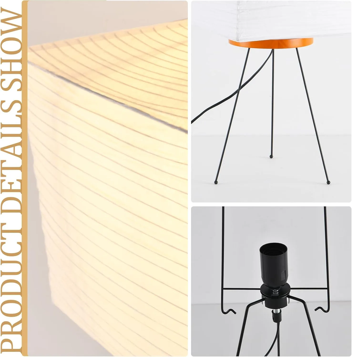 Rice Paper Floor Light,11.81" Nordic Design Paper Floor Lamp,Rice Lantern Bedside Light,Living Room Desk Lamp Bedrooms Desktop Light