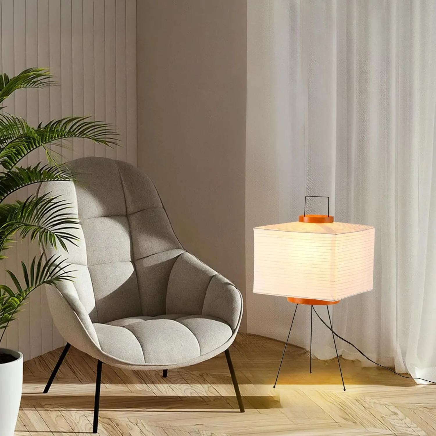 Rice Paper Floor Light,11.81" Nordic Design Paper Floor Lamp,Rice Lantern Bedside Light,Living Room Desk Lamp Bedrooms Desktop Light