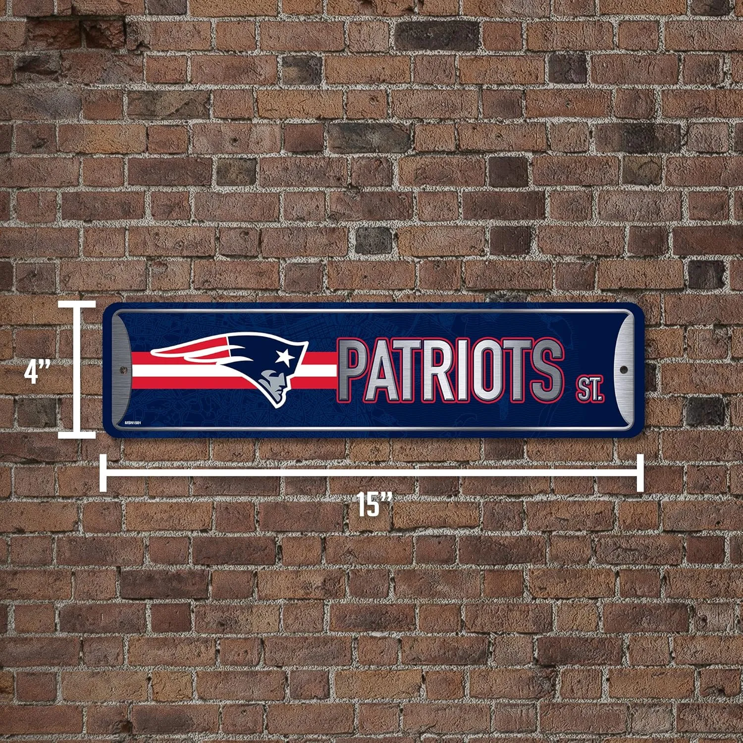 Rico Industries NFL Metal Street Sign Metal Street Sign 4" x 15" Home Décor - Bedroom - Office - Man Cave
