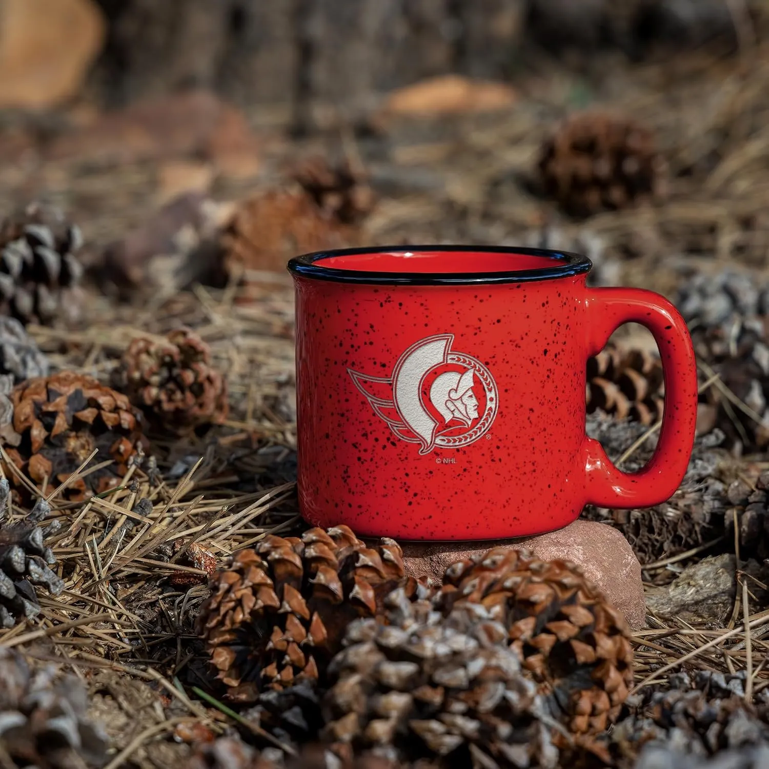 Rico Industries NHL Hockey Speckle 12oz Laser Engraved Campfire Mug