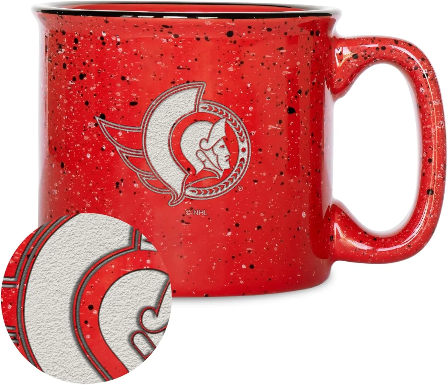 Rico Industries NHL Hockey Speckle 12oz Laser Engraved Campfire Mug
