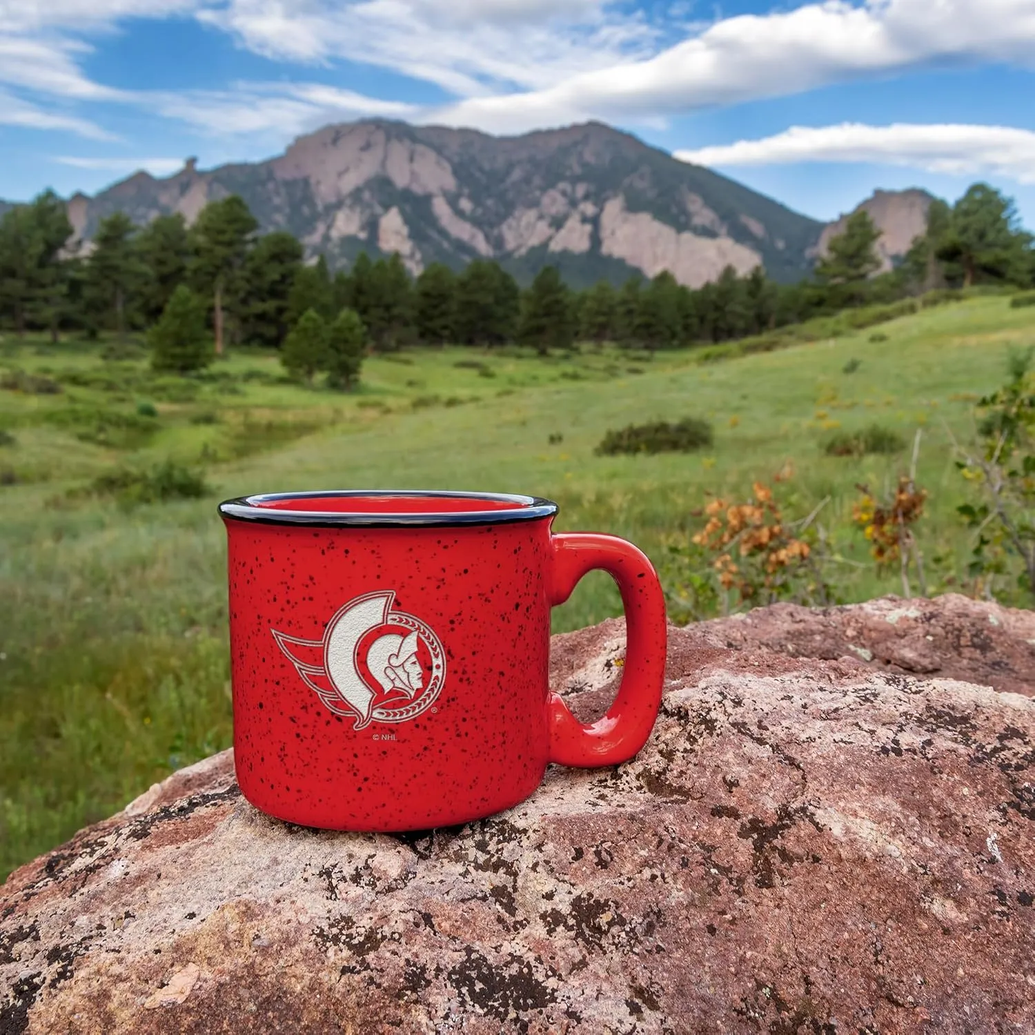 Rico Industries NHL Hockey Speckle 12oz Laser Engraved Campfire Mug