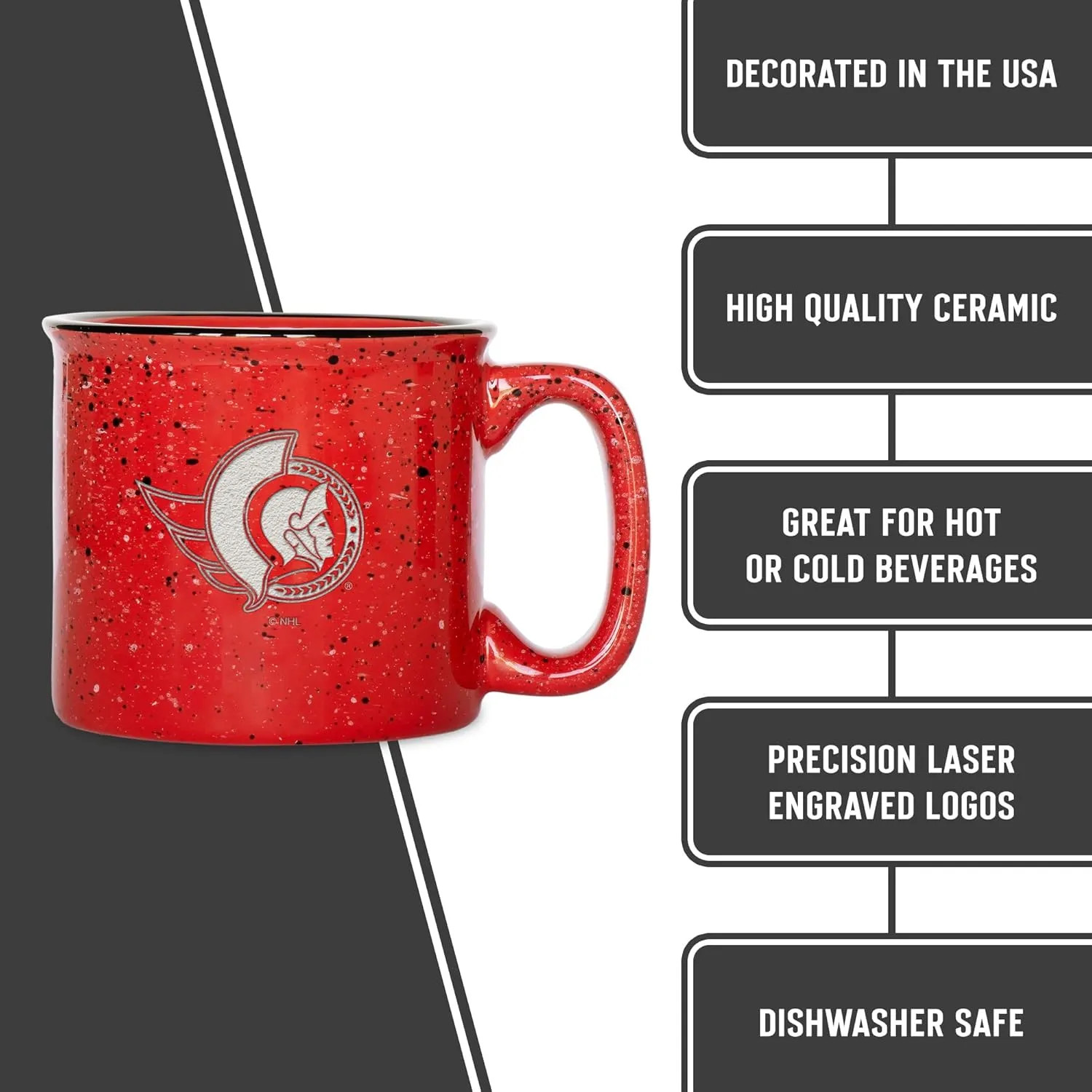 Rico Industries NHL Hockey Speckle 12oz Laser Engraved Campfire Mug