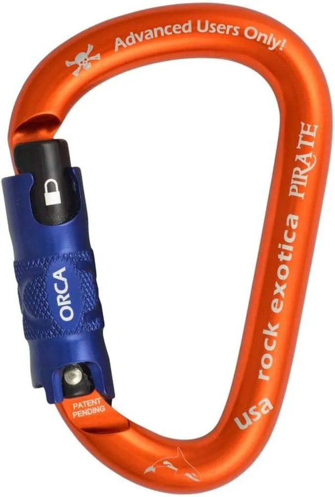 Rock Exotica Pirate Carabiner - Heavy Duty Locking Carabiner Clip for Rock Climbing Gear and Industrial Use - Made in The USA