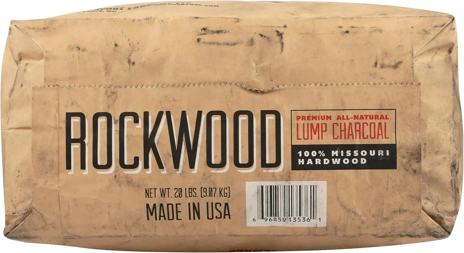 Rockwood Natural Lump Charcoal – Premium Oak, Hickory & Cherry Hardwood Blend for High-Heat Grilling & Slow Smoking – Compatible with Kettle & Kamado Grills, Clean Burning, Made in USA – 20lbs (1pk)