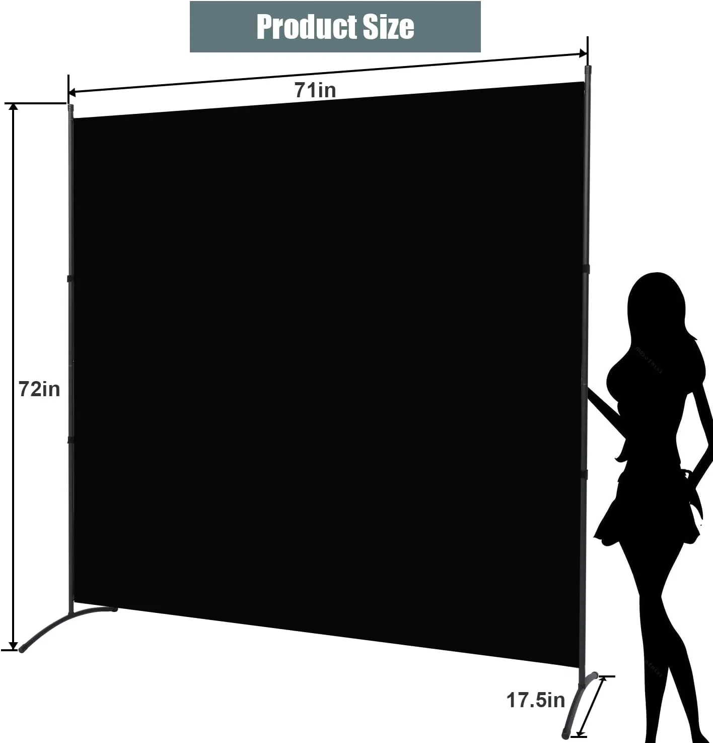 Room Divider Single Panel Privacy Screen, 71''x72''H Large Divider for Room Separation, Thickened Fabric 6FT Room Divider Wall Screen for Bedroom Office School, Portable Partition Room Dividers, Black