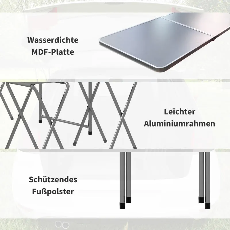 Rootz Picnic Set Folding Table with Chairs - Portable Dining Set - Outdoor Furniture - Comfort, Durability, Convenience - 180cm x 60cm x 70cm Table, 32cm x 28cm x 35cm Chairs