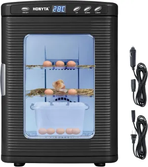 RYFT Incubators for Hatching Eggs, 25L Portable Reptile Scientific Lab Incubator with 5°C-60°C, 12V/110V Heating and Cooling for Small Reptiles (Black)