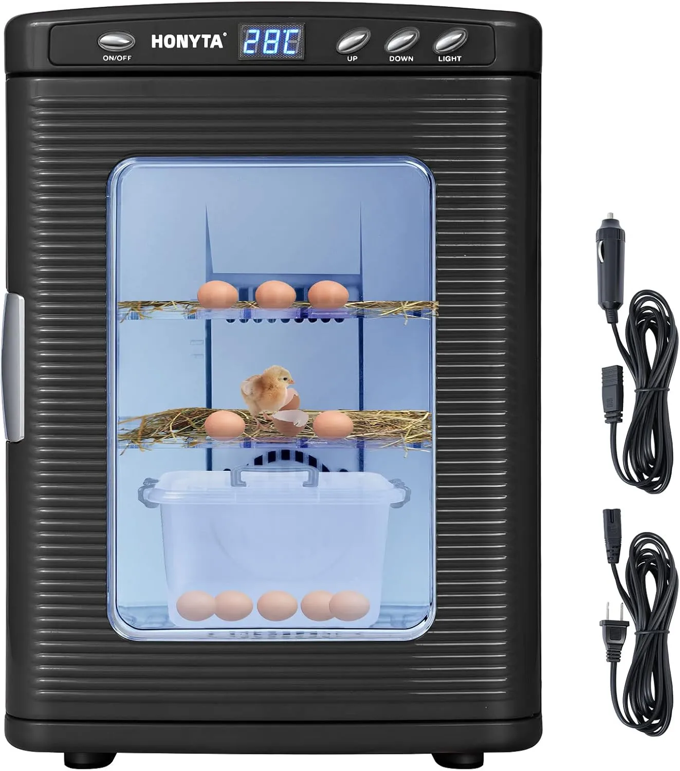 RYFT Incubators for Hatching Eggs, 25L Portable Reptile Scientific Lab Incubator with 5°C-60°C, 12V/110V Heating and Cooling for Small Reptiles (Black)