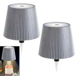 Rynx | Aimars Thread Lamp Bottle, LED Wine Bottle Light Rechargeable Bottle Light, Stepless Dimming Table Lamp With 3 Color Temperatures For Bedroom/Restaurants/Bars/Outdoor Dining (Silver Stripe-2 Packs)