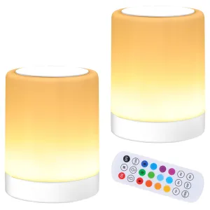 Rynx | Oorun Touch Table Lamp, 13 RGB Colors & 5 Brightness Levels, USB Rechargeable Desk Lamp, Remote Control Dimmable Night Light White