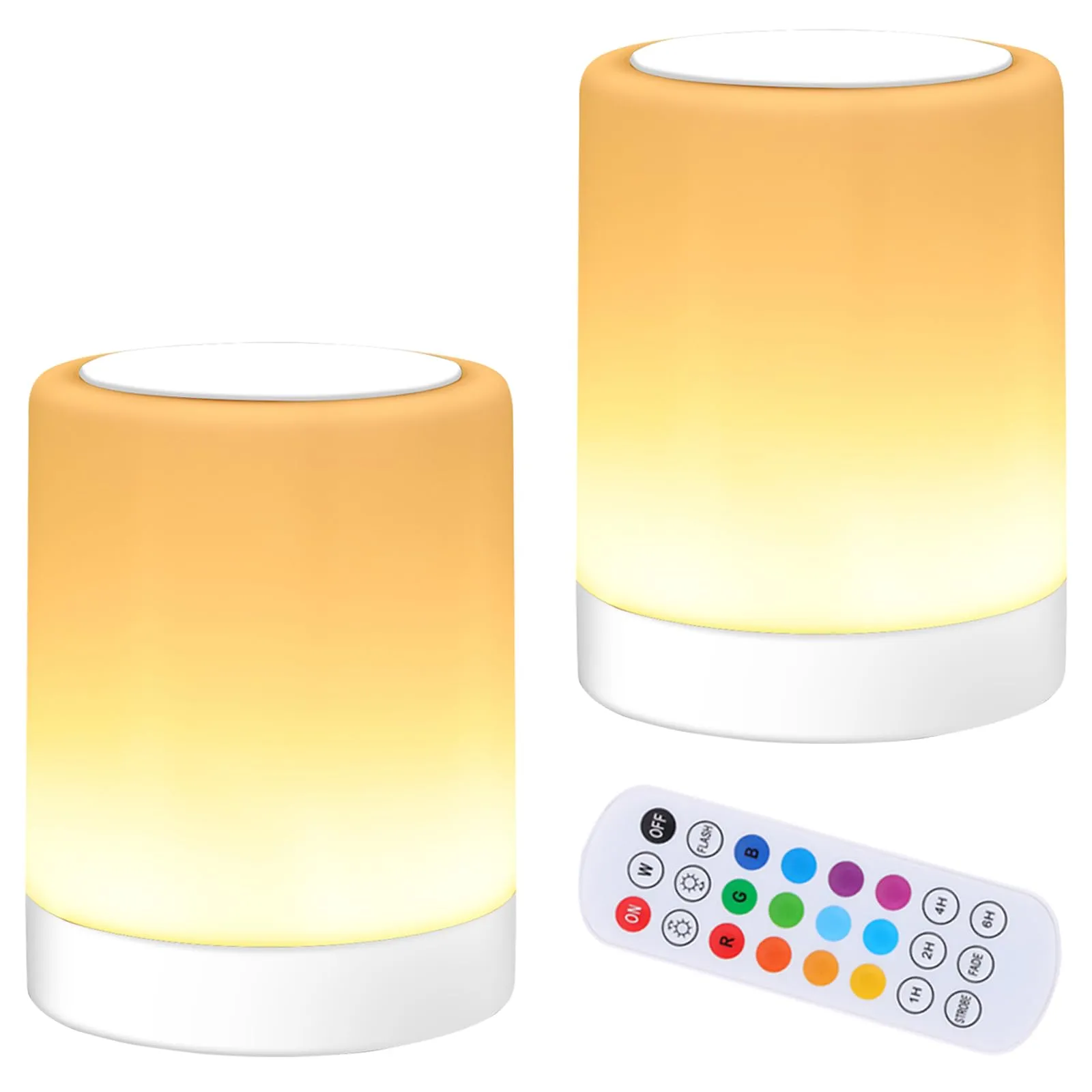 Rynx | Oorun Touch Table Lamp, 13 RGB Colors & 5 Brightness Levels, USB Rechargeable Desk Lamp, Remote Control Dimmable Night Light White