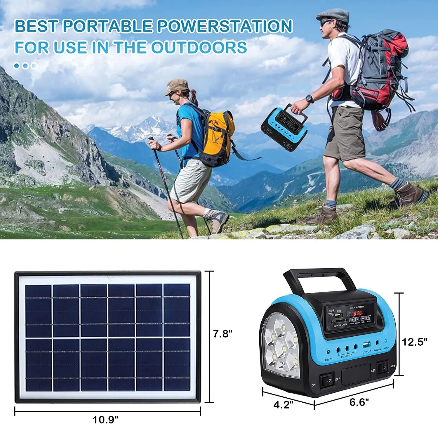 Rynx | Portable solar generator with flashlight for home use camping emergency