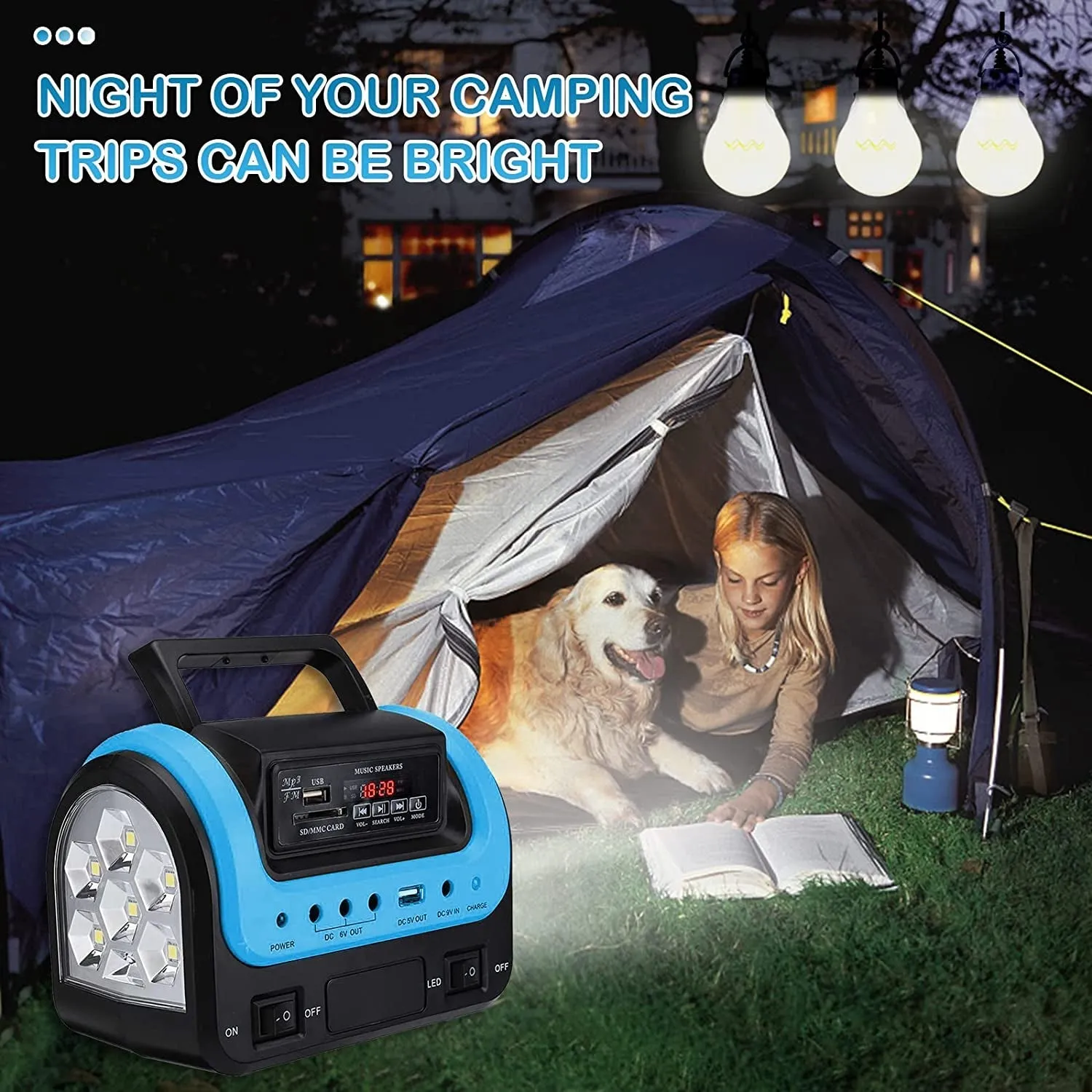 Rynx | Portable solar generator with flashlight for home use camping emergency