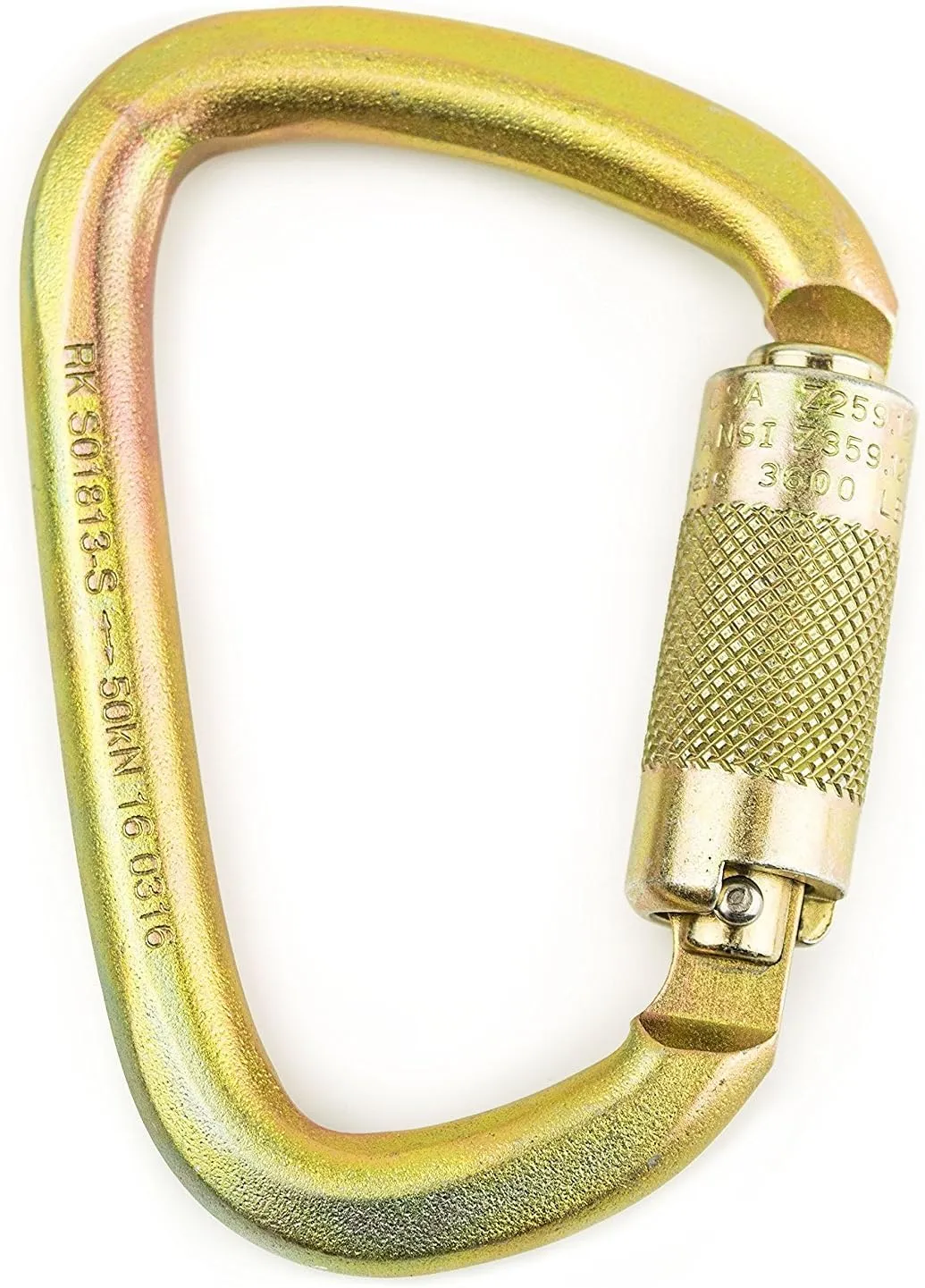 S01813-S(20) Steel Carabiner 50kn (11,200 lb) Rated, Twist Auto Lock, ANSI Certified (Qty: 20)
