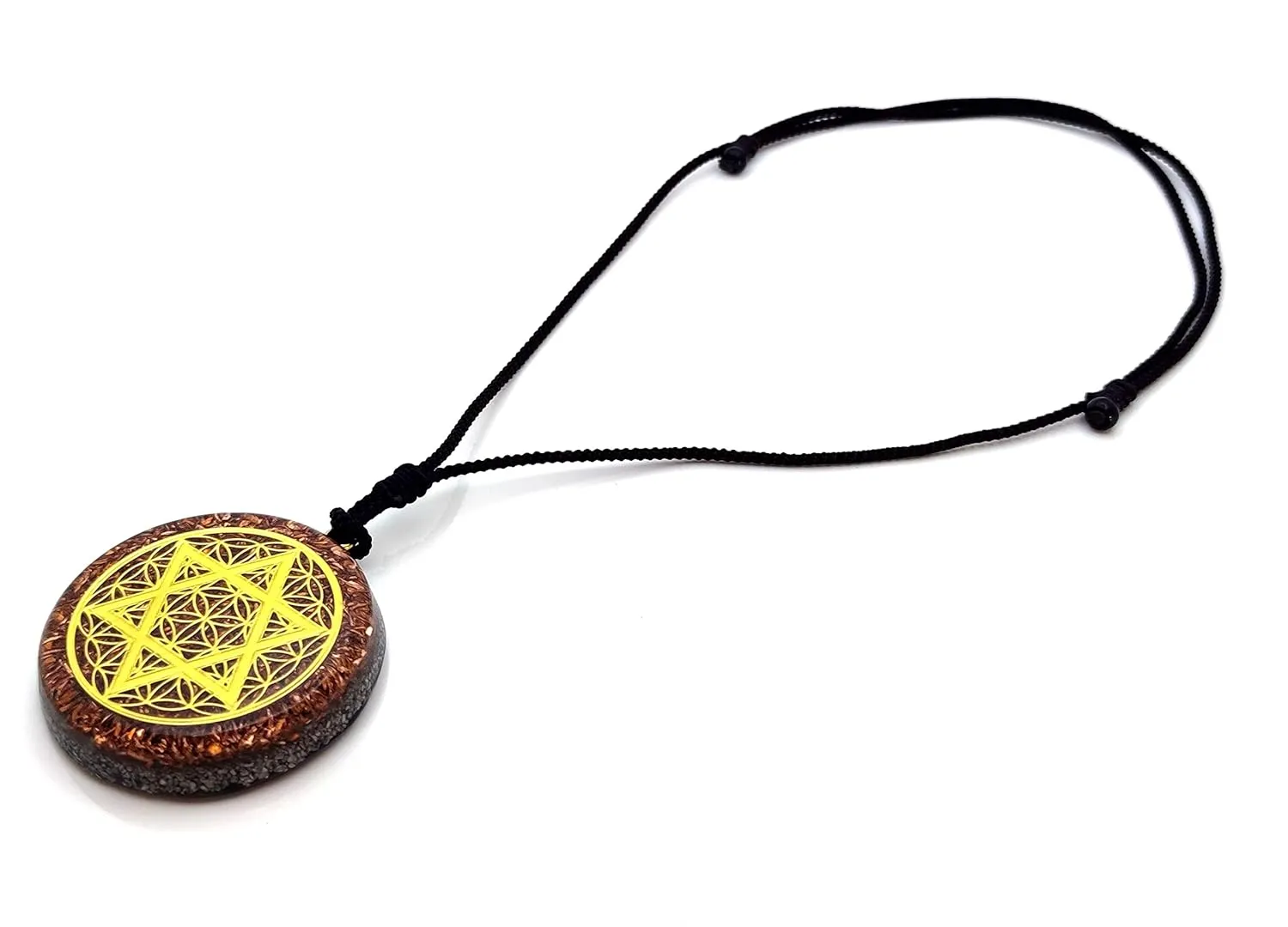 Sacred Geometry Orgone Reversible Pendant Necklace LARGE 2.25 inch 10.7cm (Star of David & Flower of Life)