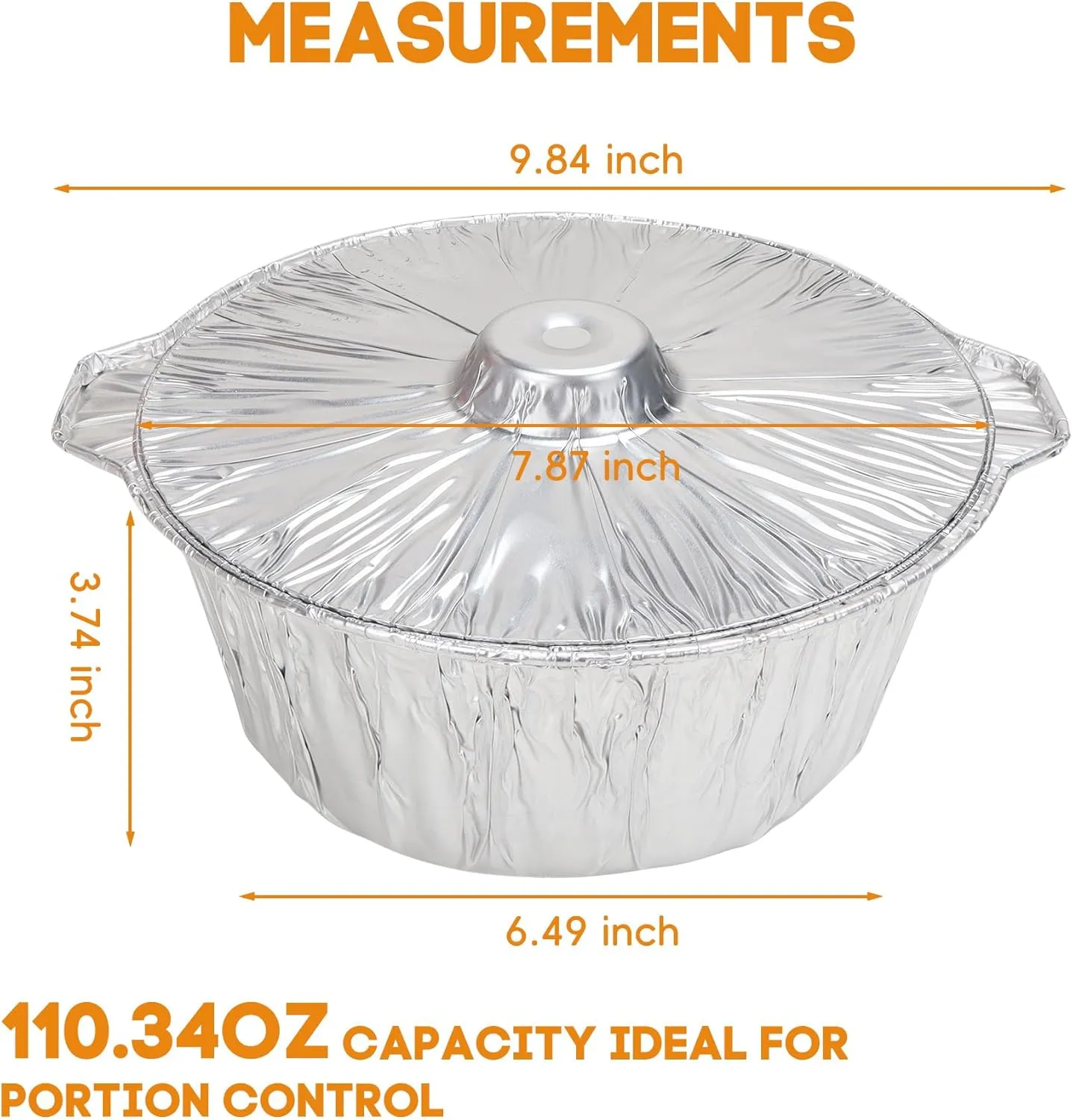 SafBbcue Disposable Aluminum Pots with Lids-2.85Quart (3 Liter) 5pcs Set，Disposable Heat Locking Cooking Containers - Freezer Air Fryer and Oven Safe - Recyclable Pot for Camping Vacation Trips,Silver