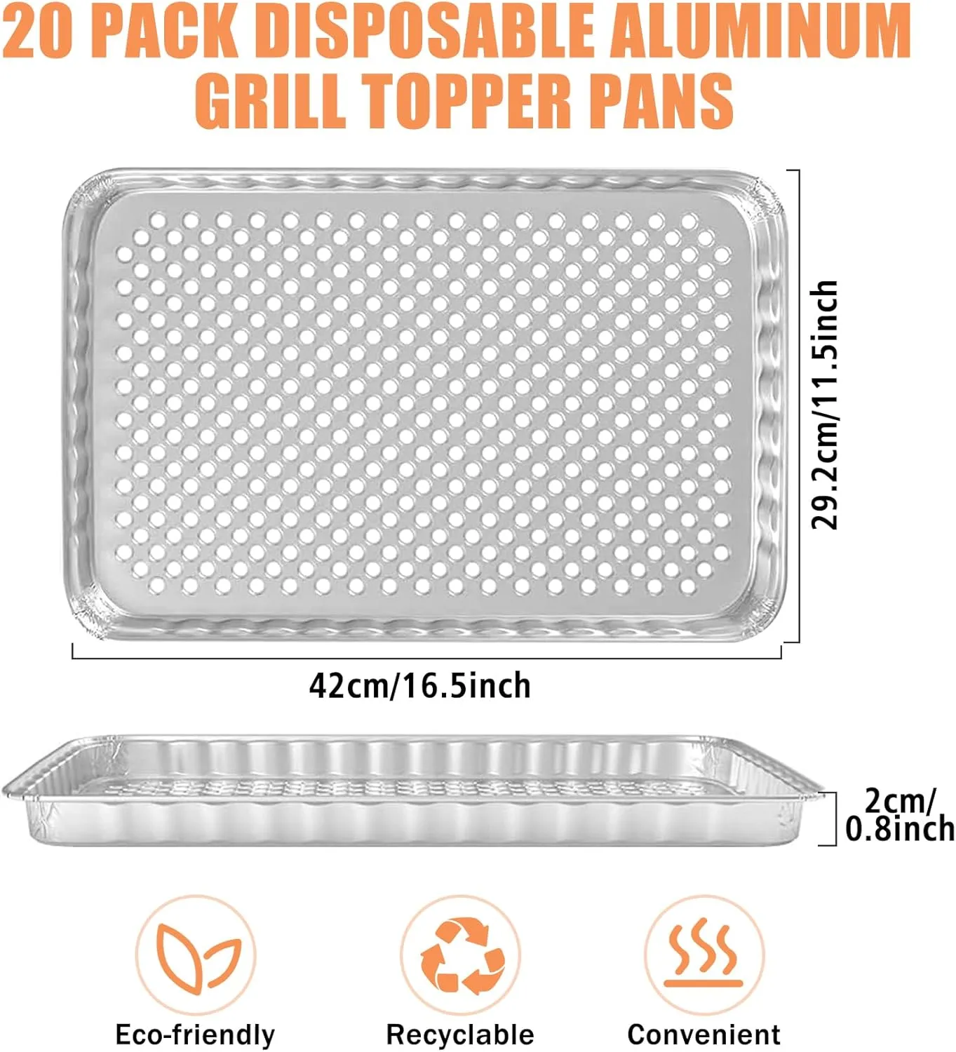 SafBbcue Disposable Grill Toppers 20-Pack Disposable Aluminum Foil Grill Topper Pans BBQ Grill Grate Liners for Outdoor Cooking & Camping Prevents Food from Sticking or Falling Through The Grill