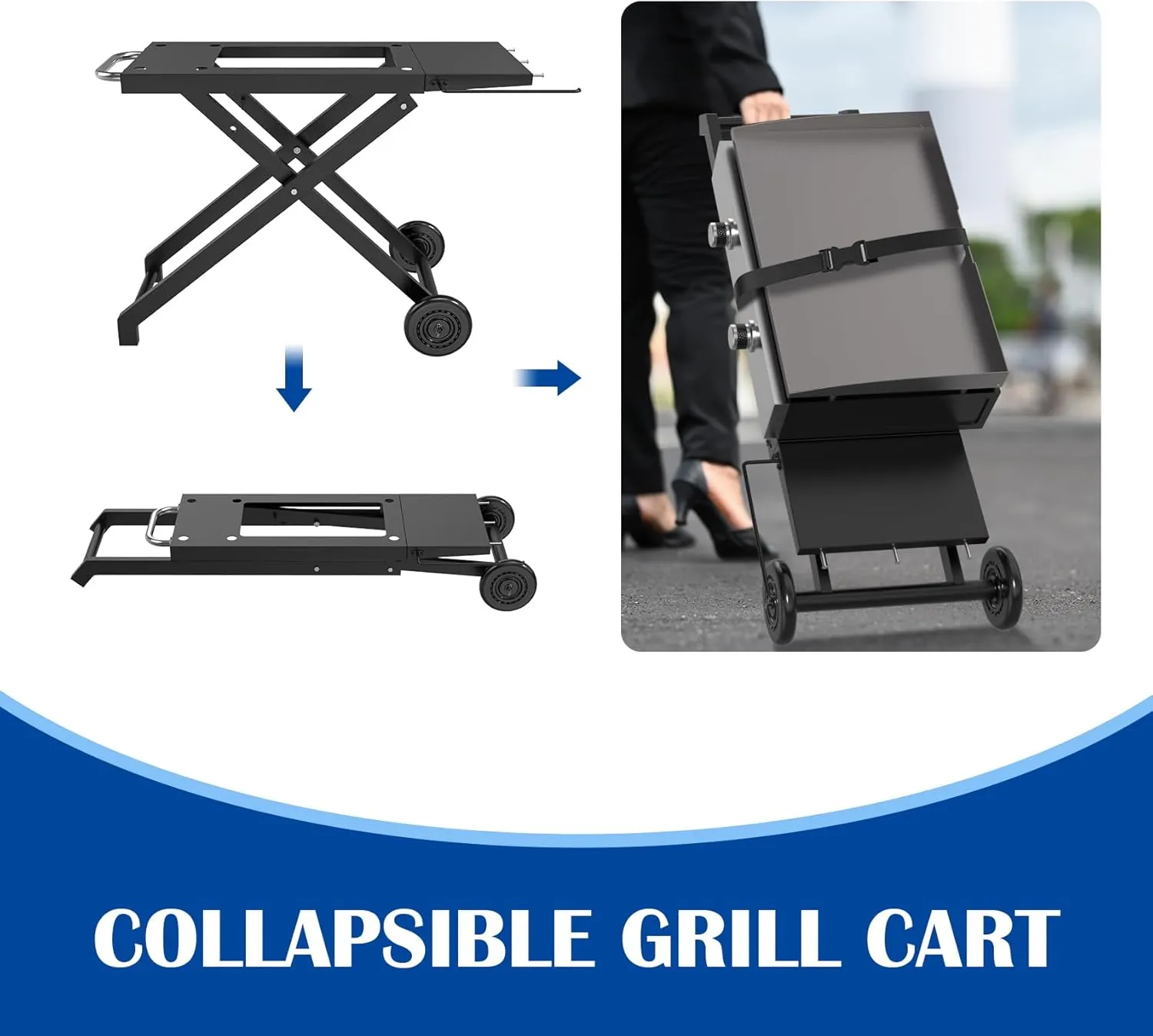 SafBbcue Portable Grill Table for Blackstone 22 Inch 17 Inch Tabletop Griddle Accessories Folding BBQ Table, Outdoor Grill Stand for Blackstone 22" 17" Griddle Stand with Wheels Side Table