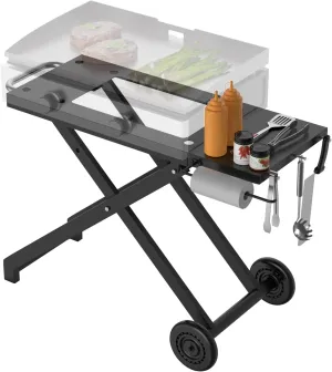 SafBbcue Portable Grill Table for Blackstone 22 Inch 17 Inch Tabletop Griddle Accessories Folding BBQ Table, Outdoor Grill Stand for Blackstone 22" 17" Griddle Stand with Wheels Side Table