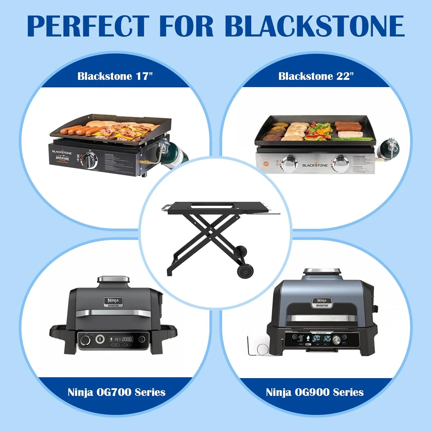SafBbcue Portable Grill Table for Blackstone 22 Inch 17 Inch Tabletop Griddle Accessories Folding BBQ Table, Outdoor Grill Stand for Blackstone 22" 17" Griddle Stand with Wheels Side Table