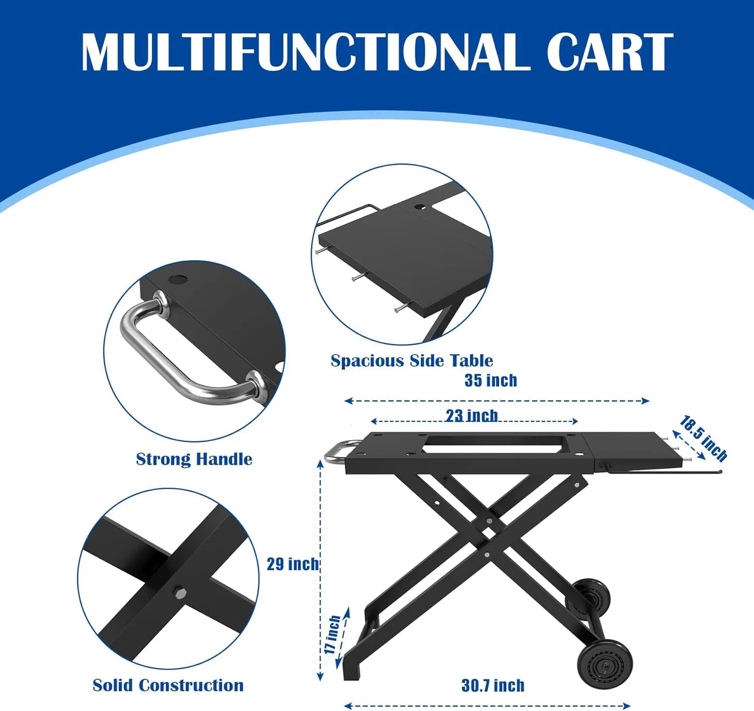 SafBbcue Portable Grill Table for Blackstone 22 Inch 17 Inch Tabletop Griddle Accessories Folding BBQ Table, Outdoor Grill Stand for Blackstone 22" 17" Griddle Stand with Wheels Side Table