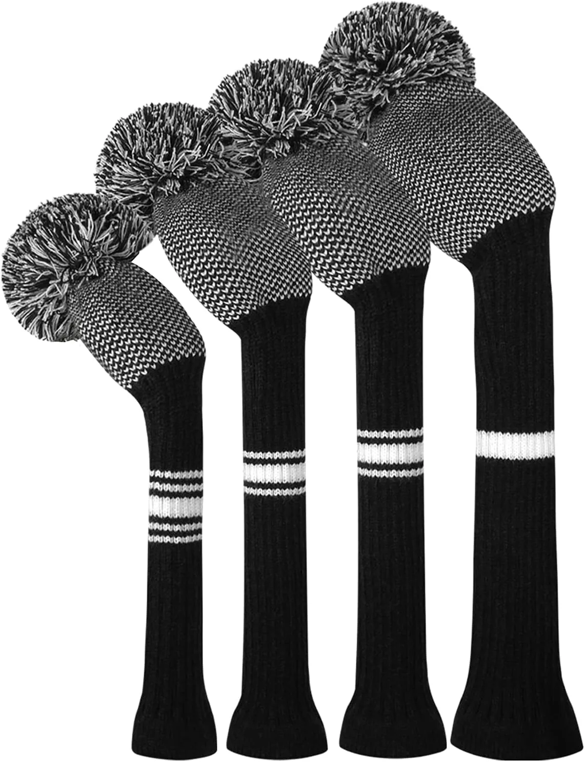 Scott Edward Knit Wood Golf Club Head Covers 4 Pieces Knitted Item Fit Over Well Driver Wood(460cc) Fairway Wood and Hybrid(UT)