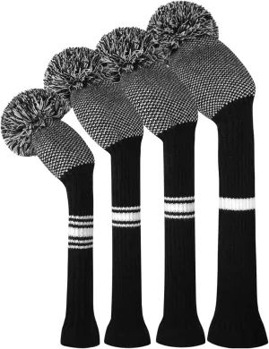 Scott Edward Knit Wood Golf Club Head Covers 4 Pieces Knitted Item Fit Over Well Driver Wood(460cc) Fairway Wood and Hybrid(UT)
