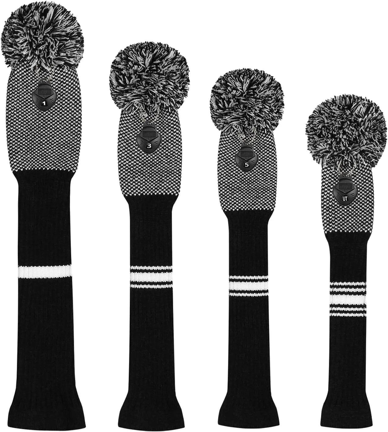 Scott Edward Knit Wood Golf Club Head Covers 4 Pieces Knitted Item Fit Over Well Driver Wood(460cc) Fairway Wood and Hybrid(UT)