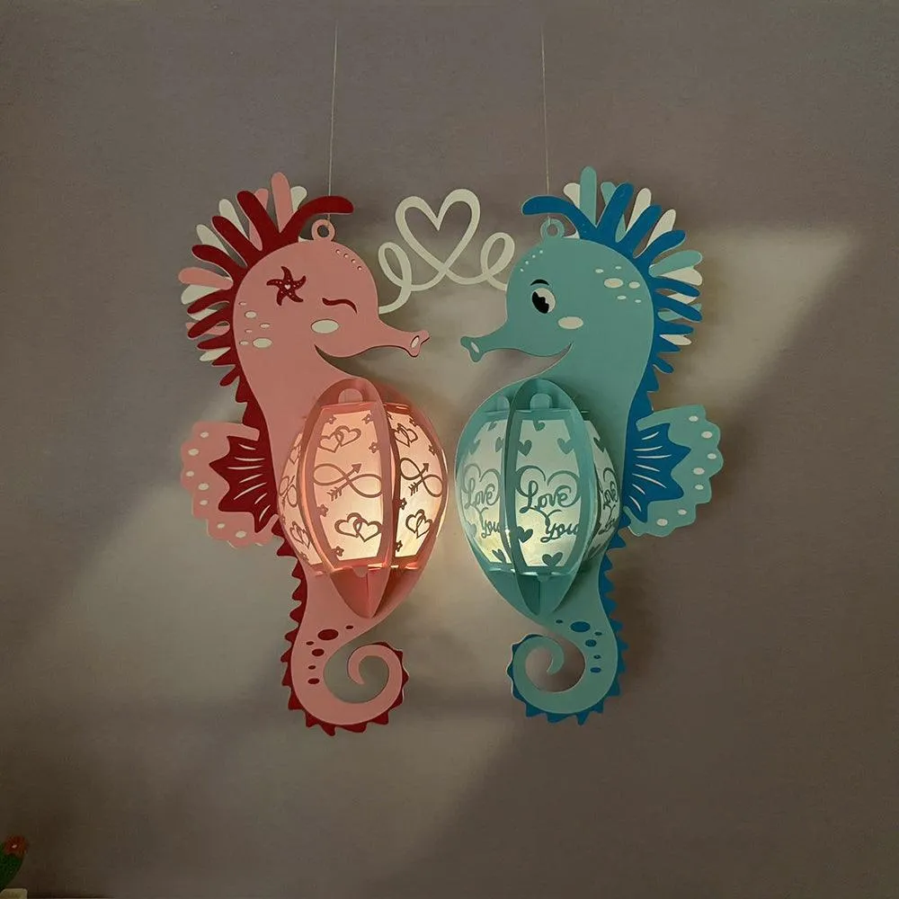 Seahorse Couple - 3D Love Lantern File - Cricut File 1 - LightBoxGoodMan