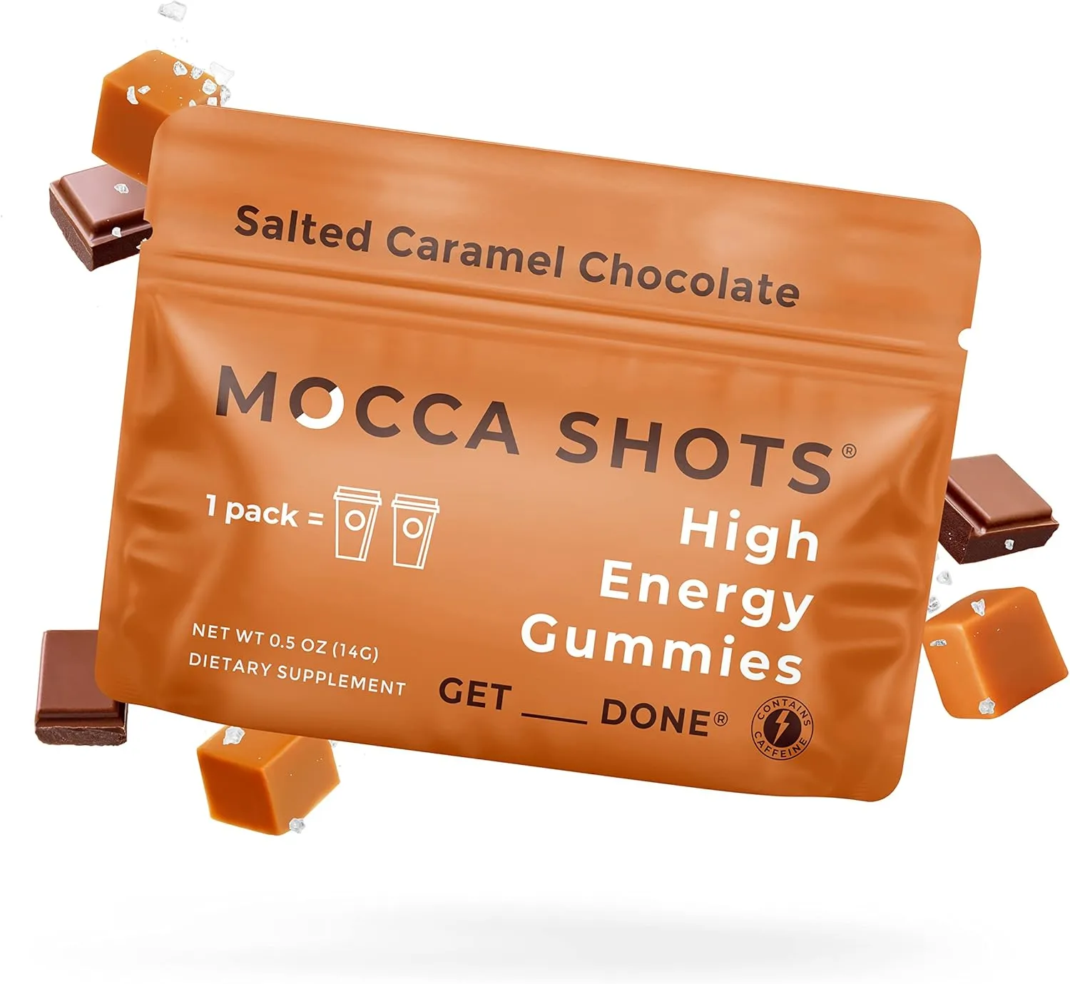 Seattle Gummy Company Caffeine Energy Gummies 12-Pack, Salted Caramel Chocolate Mocca Energy Chews, Nootropic, Vegan, Plant-Based, Gluten Free, 200mg Caffeine