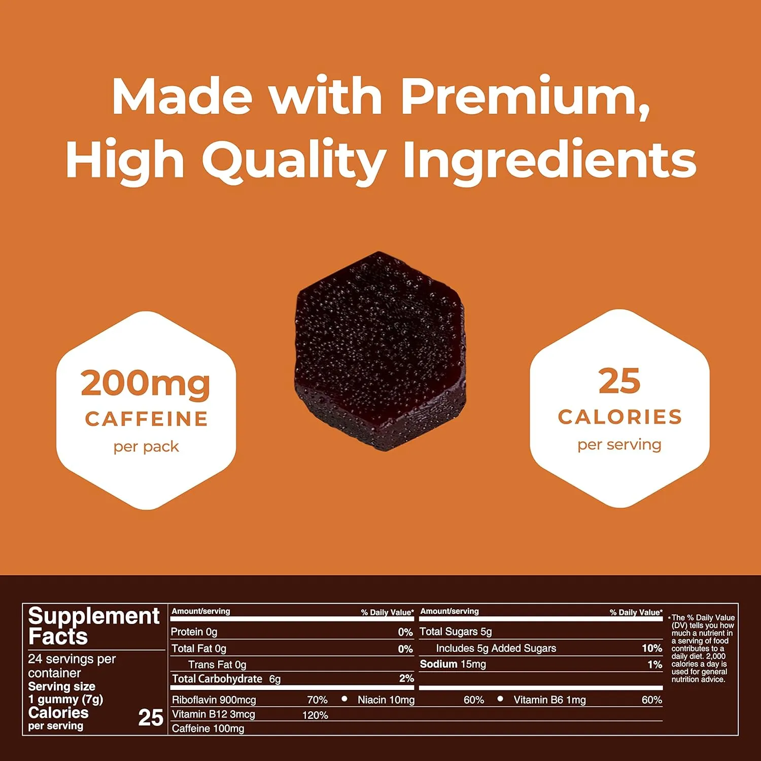 Seattle Gummy Company Caffeine Energy Gummies 12-Pack, Salted Caramel Chocolate Mocca Energy Chews, Nootropic, Vegan, Plant-Based, Gluten Free, 200mg Caffeine
