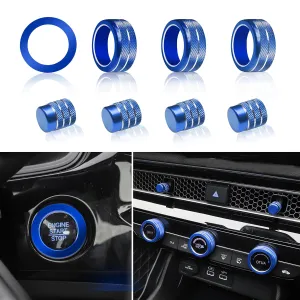 SENSHINE Air Conditioning, Vent Knob Cover for Honda Civic Accessories 2022 2023 2024 2025 for Honda CRV 2023 2024 2025 for Acura Integra 2023 2024 2025 Start/Stop Push Button Ring Trim 10Pcs (Blue)