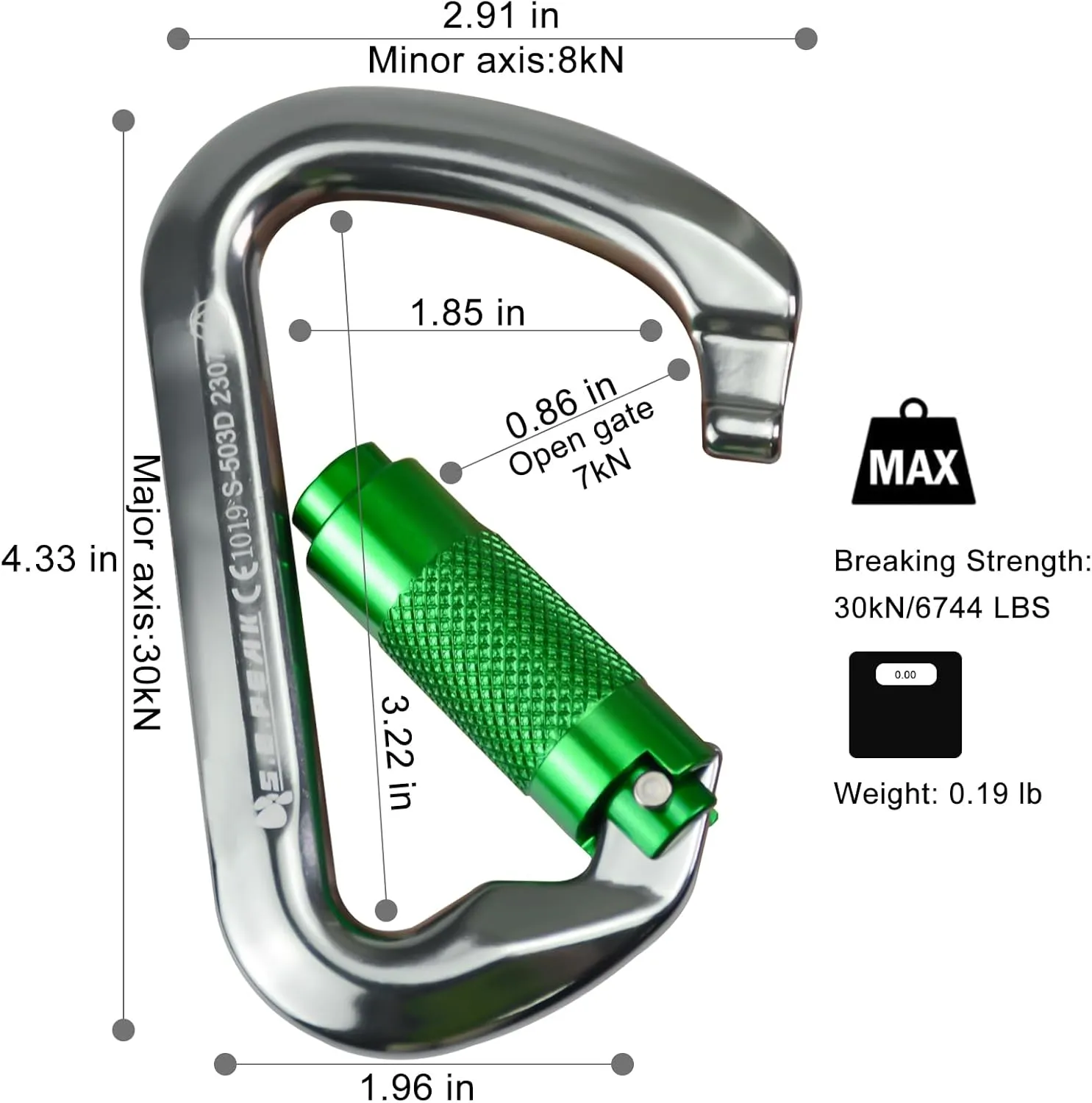 SEPEAK UIAA 30kN Climbing Carabiner Clips, Professional Heavy Duty Twist Locking Carabiners for Climbing,Mountaineering, Rappelling, Camping, Hiking, Swings, Large D Ring Hooks