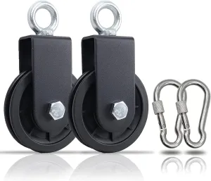SERTT Gym Pulley System, Fitness Swivel Pulley Wheel with Hanging Strap Carabiner, Swivel Pulley Block for DIY Home LAT Pulldown and Lift Cable Machine