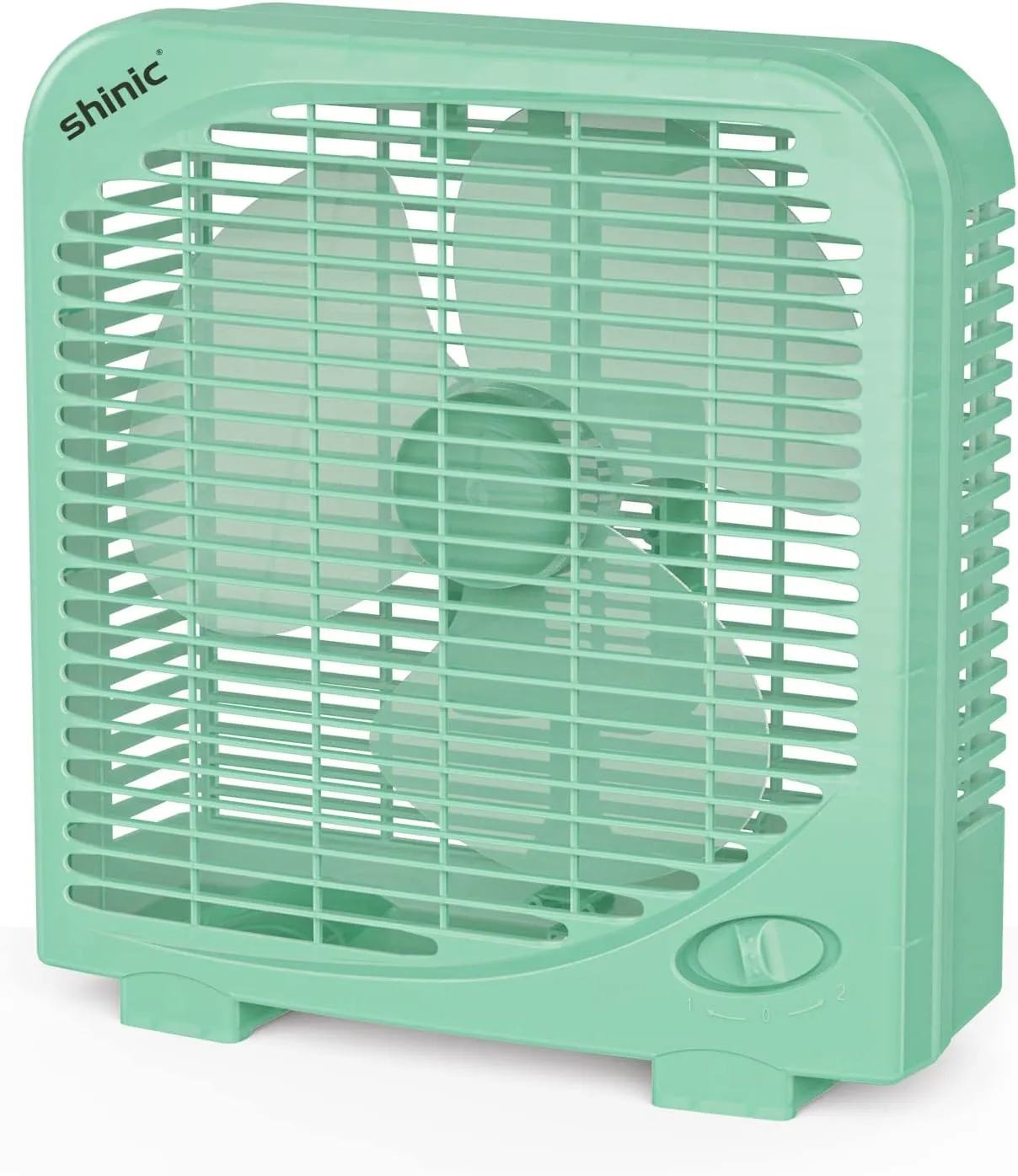 shinic 10" Tabletop Box Fan for Bedroom, 2 Speeds, Quiet Table Fan with Strong Airflow, Energy Efficient Small Box Fan, Portable Kitchen Exhaust Fan for Bedroom Bathroom Office Dorm Workshop, Green