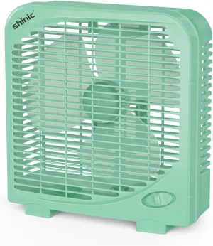 shinic 10" Tabletop Box Fan for Bedroom, 2 Speeds, Quiet Table Fan with Strong Airflow, Energy Efficient Small Box Fan, Portable Kitchen Exhaust Fan for Bedroom Bathroom Office Dorm Workshop, Green