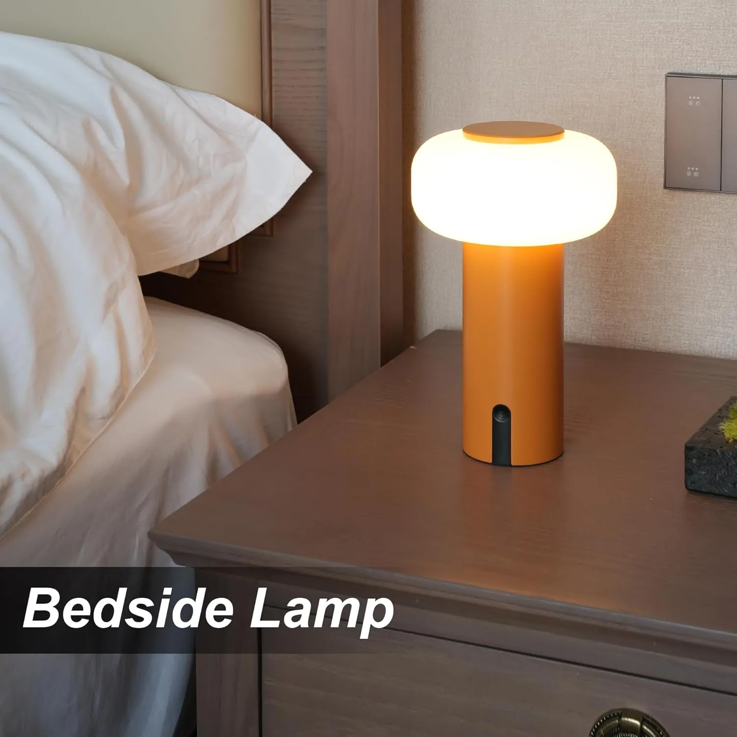 Shower Lamp Waterproof, Outdoor Cordless Table Lamp Rechargeable, Portable Battery Operated Lamp, Touch Dimmable Night Light for Bedroom/Patio/Dinning/Camping (Orange)